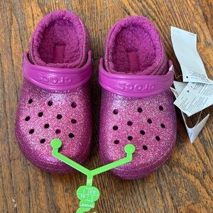 Crocs classic lined glitter clog k pink